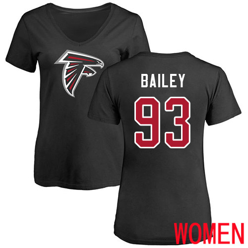 Atlanta Falcons Black Women Allen Bailey Name And Number Logo NFL Football #93 T Shirt